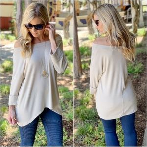 Infinity Raine Tops - Taupe Ribbed Tunic Infinity Raine Tops - Taupe Ribbed Tunic